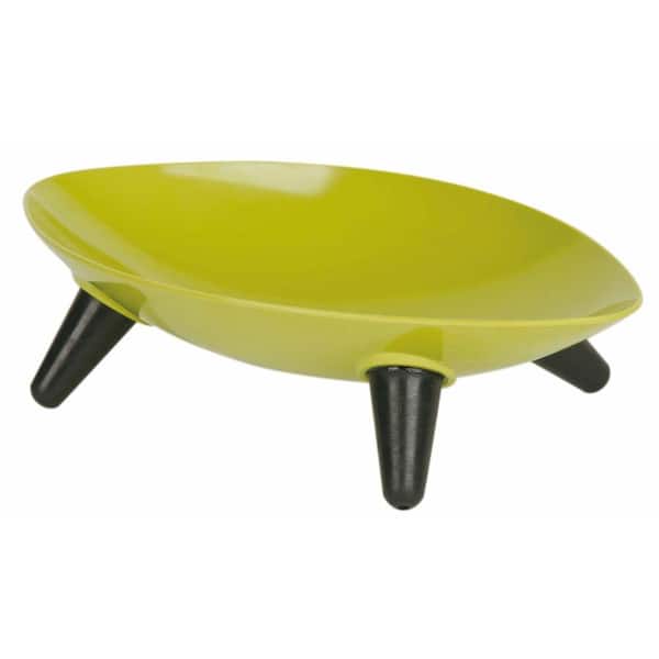 PET LIFE Melamine Couture Sculpture Single Dog Bowl in Olive Green