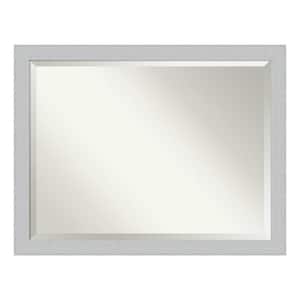 Shiplap White 44.25 in. x 34.25 in. Beveled Rectangle Wood Framed Bathroom Wall Mirror in White
