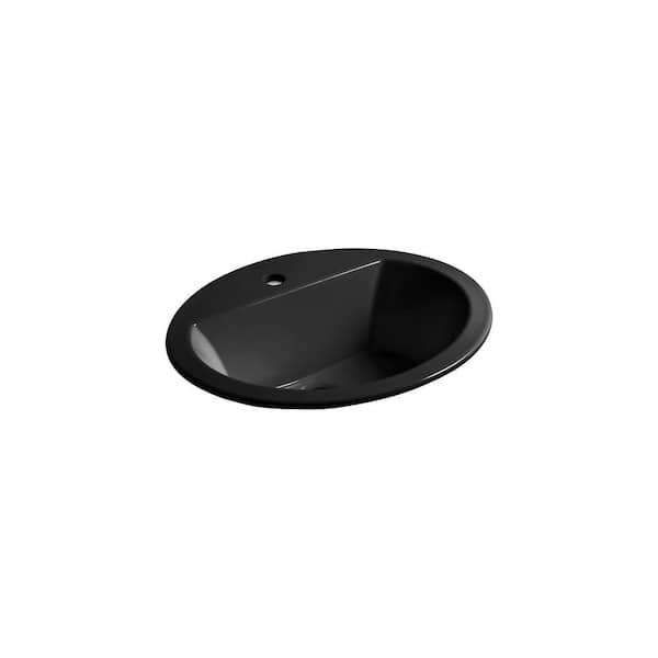 KOHLER Bryant 20-1/4 in. Oval Drop-In Vitreous China Bathroom Sink in Black Black with Overflow Drain