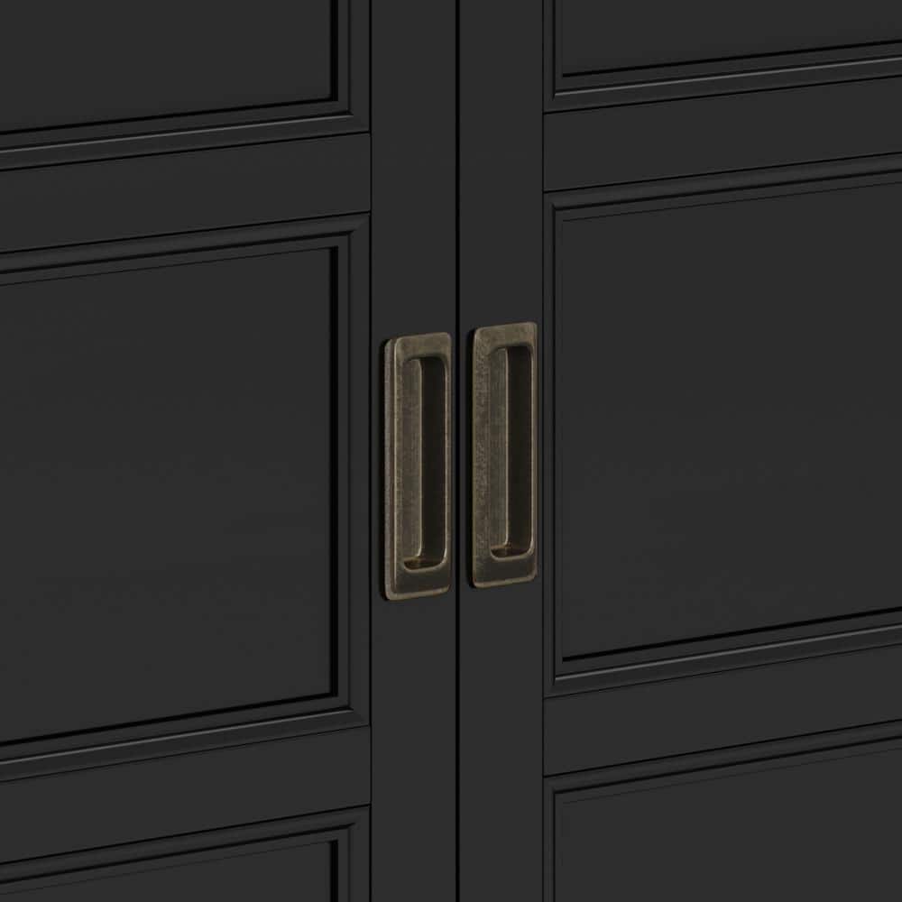 Burlington Black Solid Wood Low Storage Cabinet with Adjustable Shelves