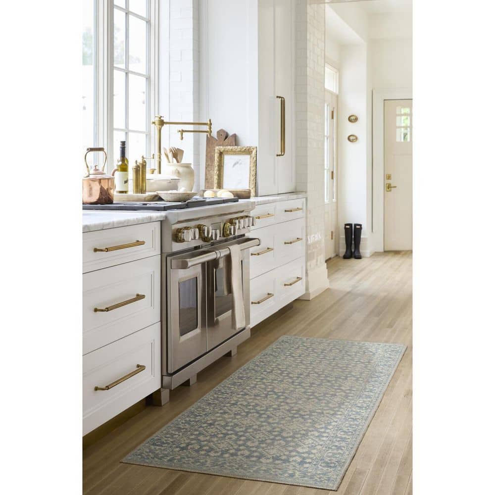 Nabela Noor Home Aram Denim/Beige Traditional 2 ft. x 7 ft. Machine Woven Area Rug price history on PriceWatchPro