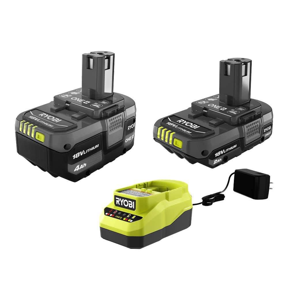 Ryobi ONE+ 18V Li-Ion Starter Kit - 4.0 Ah Battery  2.0 Ah Battery  Charger