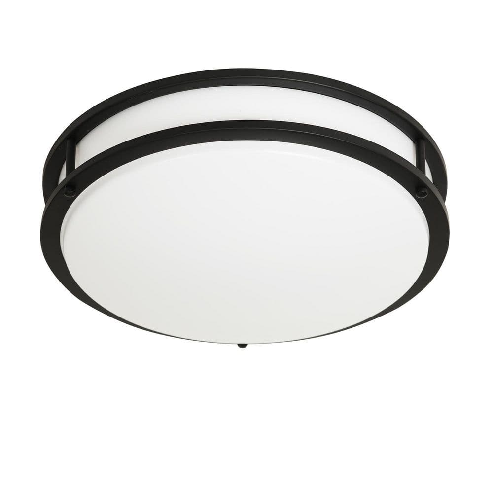 Matte Black 10'' LED Drum Flush Mount Ceiling Light, Indoor/Outdoor