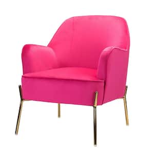 Nora Modern Fuchsia Velvet Accent Chair with Gold Metal Legs