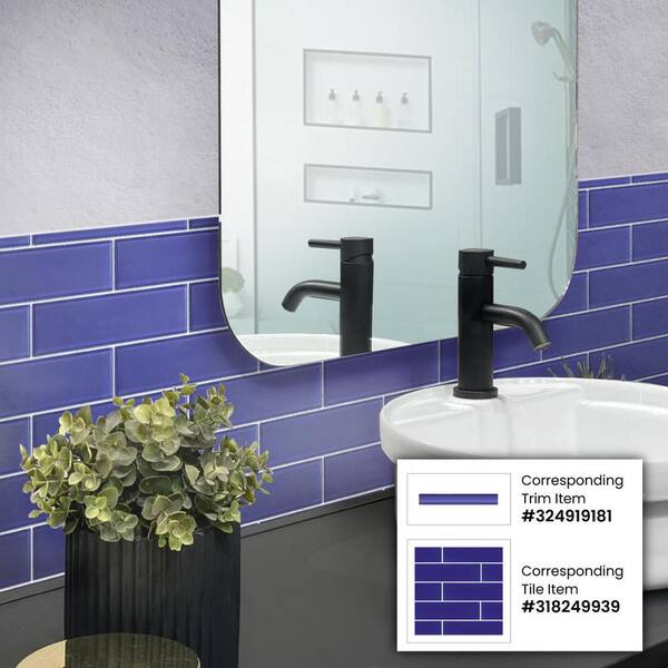 Apollo Tile (Sample) Wall Tile Royal Blue 4-in x 6-in Matte Glass Subway Wall Tile