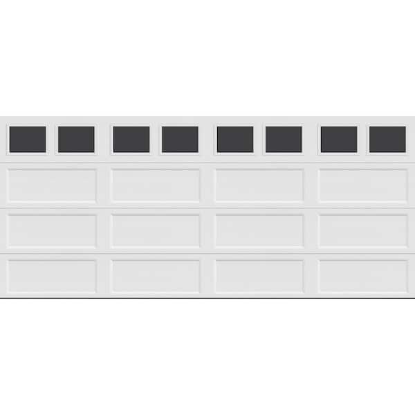 Clopay Bridgeport Steel Extended Panel 16ft. X 7ft. Insulated 18.4 R-Value White Garage Door with plain windows