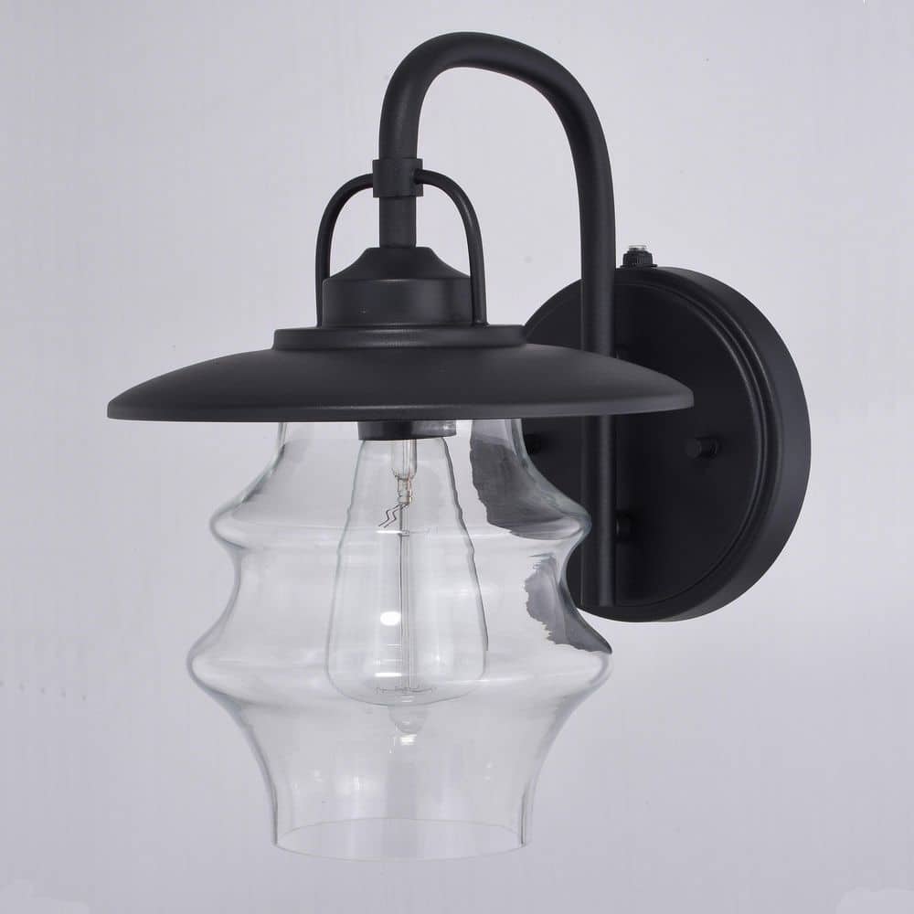 Glenn Vintage Coastal Charm Textured Black Outdoor Lantern