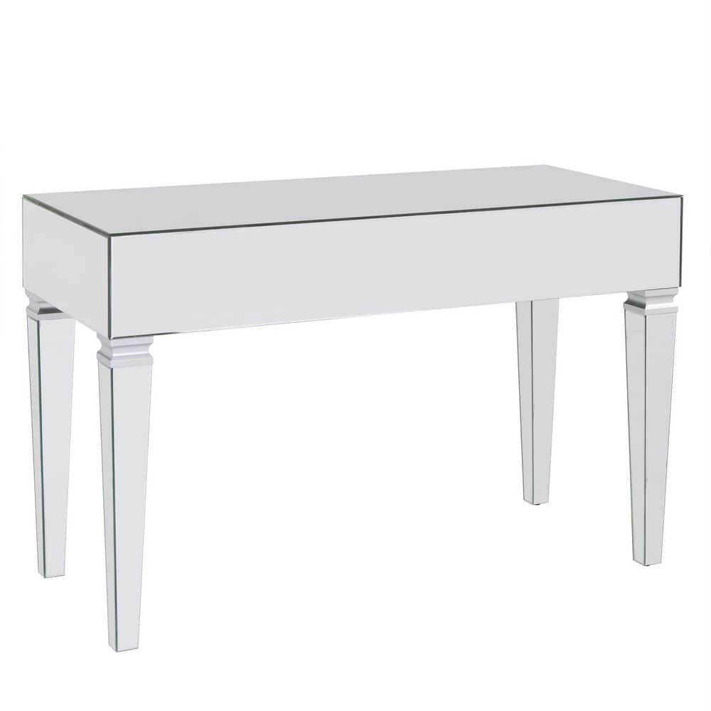 Glamorous Brown Mirrored Desk with 3 Felt-Lined Drawers