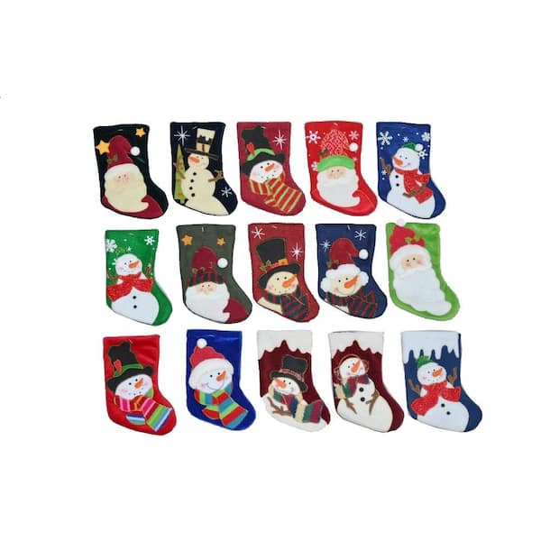 Home Accents Holiday 8 in. 15-Assorted Styles Mini Applique Stockings