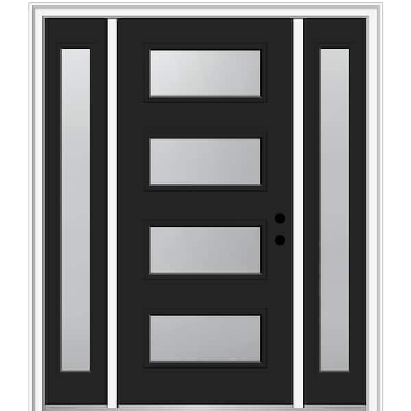 MMI Door 68.5 in. x 81.75 in. Celeste Left-Hand Inswing 4-Lite Frosted Modern Painted Steel Prehung Front Door with Sidelites