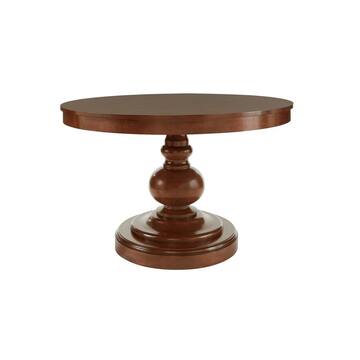 Greymont Walnut Brown Finish Round Pedestal Dining Table for 6 (47.6 in. L x 29.8 in. H)