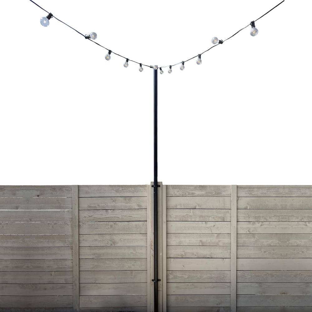 9.5 Feet Black Powder-Coated Steel String Light Pole Stand