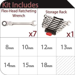 Flex Ratcheting MM Combination Wrench Set (7-Piece)