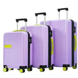 3-Piece Purple Expandable ABS Hardshell Spinner 20 in. 24 in. 28 in. Luggage Set with Telescoping Handle, TSA Lock