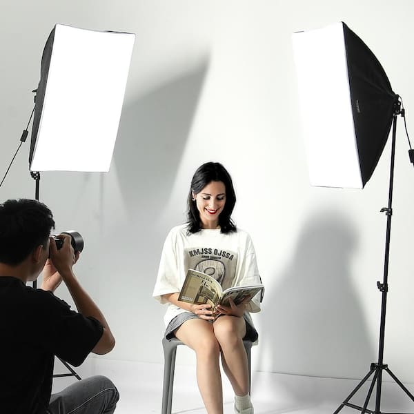 Soft Box Lighting Kit 20 in. x 28 in. 30W 5500K LED Bulbs Daylight Adjustable Tripod Stand Studio Lights for Photography