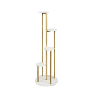 48.5 in. Tall Outdoor Golden Metal Plant Stand (4-Tiered)