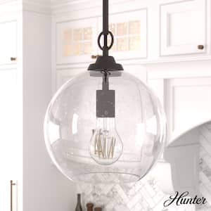 High Oaks 1-Light Noble Bronze Globe Pendant Light with Clear Seeded Glass Shade