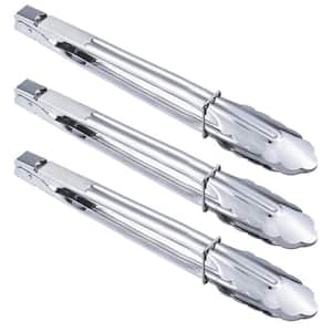 3-Piece 12 in. Silver Stainless Steel Grilling Tongs for Cooking Camping Barbecue