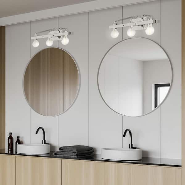 Ravella 24 in. 3-Light Polished Nickel Industrial Vanity Light