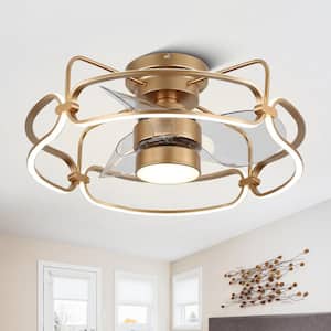 22 in. Smart Indoor Gold Low Profile Standard Ceiling Fan with Integrated LED