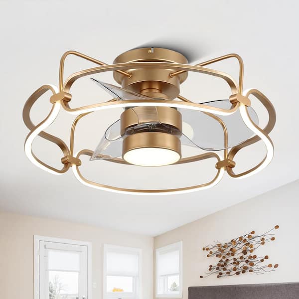 Bella Depot 22 in. Smart Indoor Gold Low Profile Standard Ceiling Fan with Integrated LED
