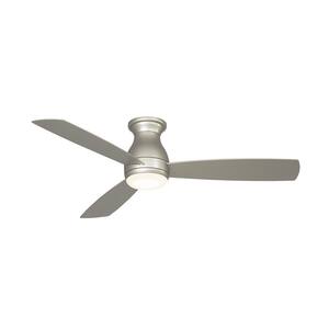 Hugh 52 in. Integrated LED Indoor/Outdoor Brushed Nickel Ceiling Fan with Light Kit and Remote Control