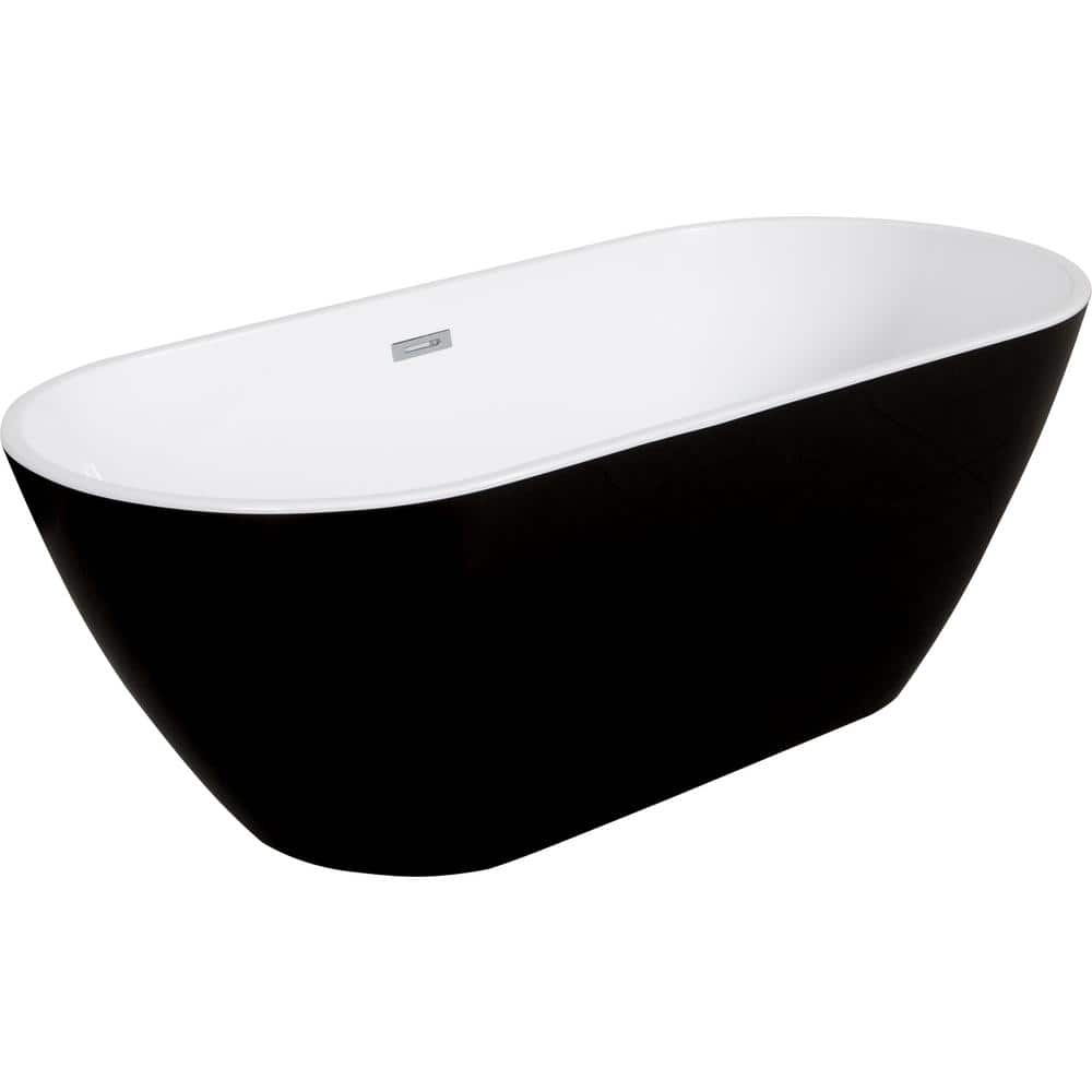 59 in. x 28.75 in. Soaking Freestanding Bathtub with Center Drain in Lustro