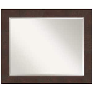 Medium Rectangle Wildwood Brown Beveled Glass Casual Mirror (27.25 in. H x 33.25 in. W)