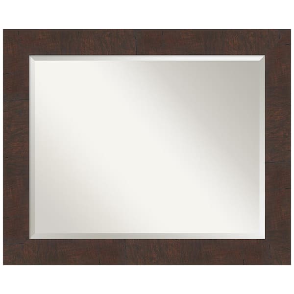 Amanti Art Medium Rectangle Wildwood Brown Beveled Glass Casual Mirror (27.25 in. H x 33.25 in. W)