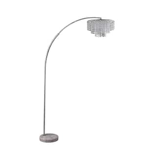 86 in. 2-Tier Clos Glam Silver Arch Floor Lamp on Marble