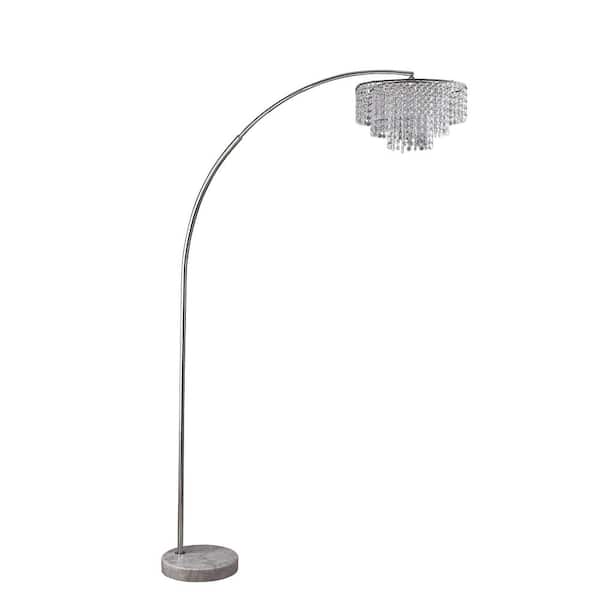 Ore International 86 In 2 Tier Clos Glam Silver Arch Floor Lamp On Marble 6938cyb The