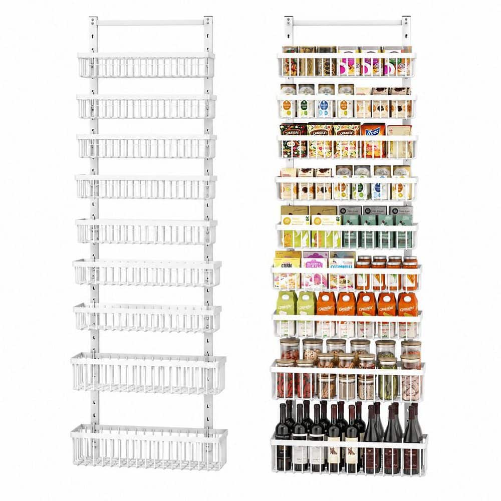 9-Shelf White Scratch Resistant Pantry Organizer with Adjustable Deep Baskets for Door or Wall Mount price history on PriceWatchPro