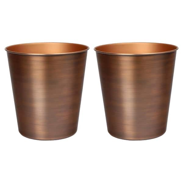 Nolan Modern Classic Smooth Steel 2 Gal. Waste Bin, Antique Copper (Set of 2)