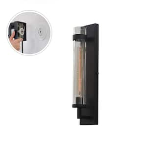 Luciano 4.5 in. Plug and Play 1-Light Matte Black Wall Sconce with Sky Plug