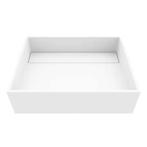 Montauk Modern White Matte Stone 18 in. L x 13 in. W x 5 in. H Rectangular Vessel Bathroom Sink