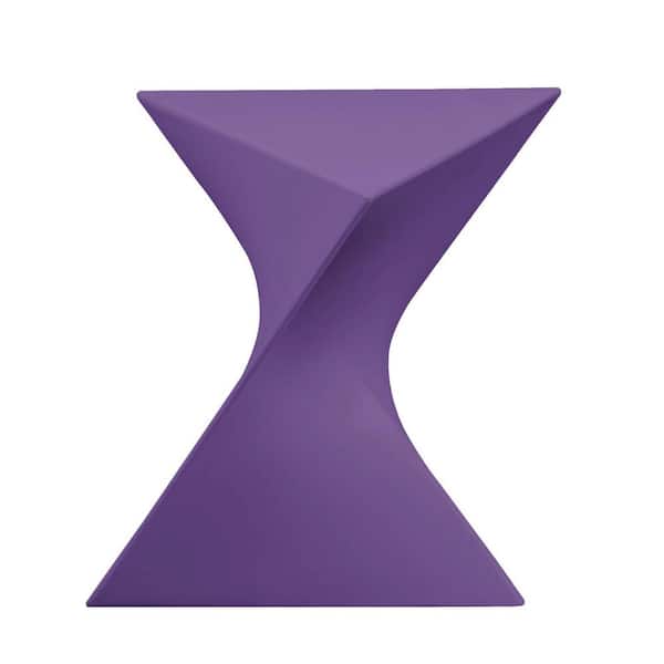Leisuremod Randolph 15.75 in. Triangle Accent End Table with Plastic Talbrtop Lightweight Side Table in Purple (Set of 2)