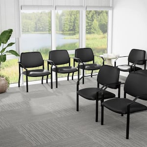 BOSS Antimicrobial Vinyl Upholstered 500 lbs. Capacity Guest Chair in Black with Fixed Arms