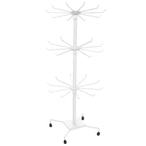 3-Tier White Metal Jewelry Rack 30-Hook Necklaces Bracelets Display Stand Organizer Spinning Tower Holder