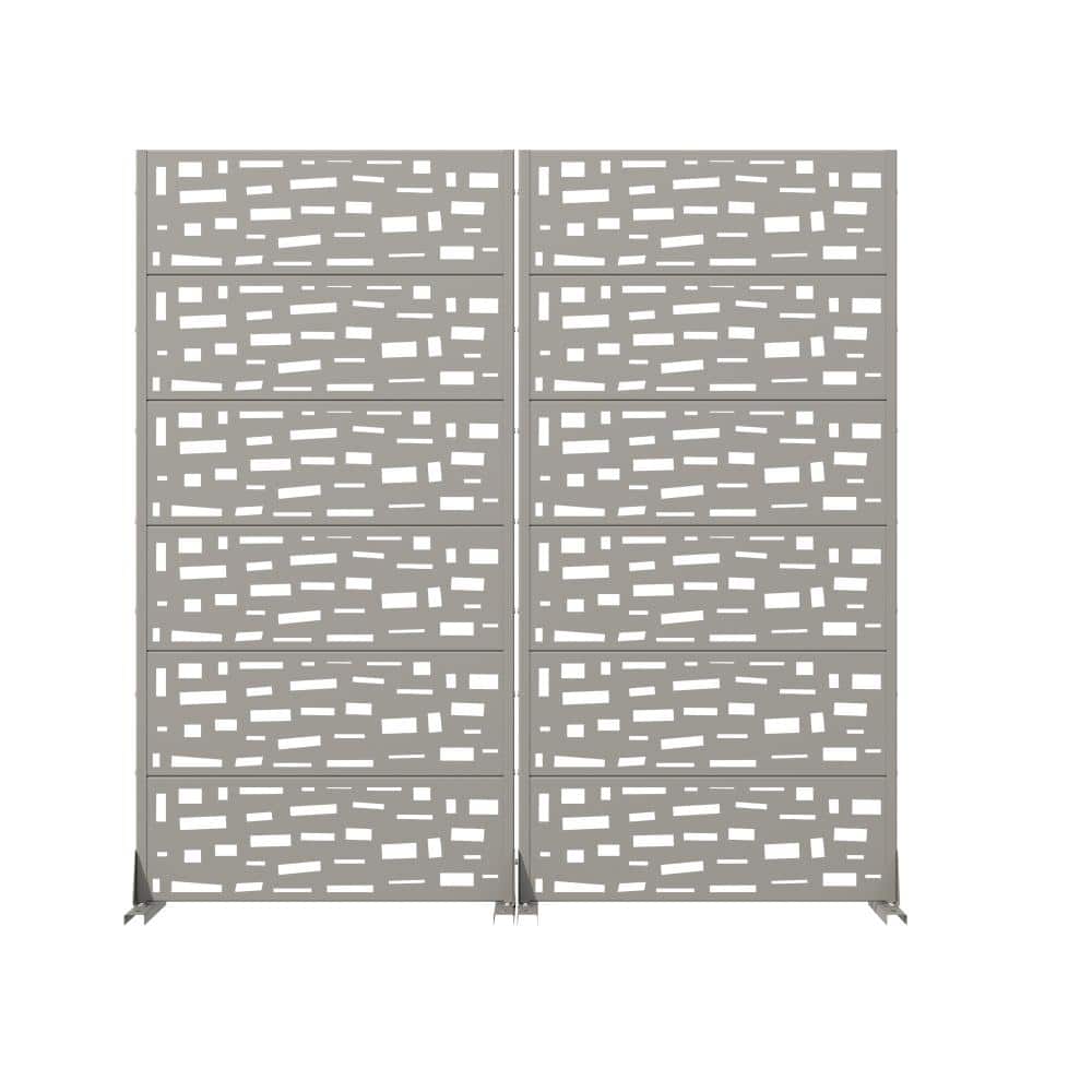 72 in. H x 35.5 in. W Outdoor Gray Galvanized Steel Decorative Garden Fence Privacy Screen (2-Pack) price history on PriceWatchPro