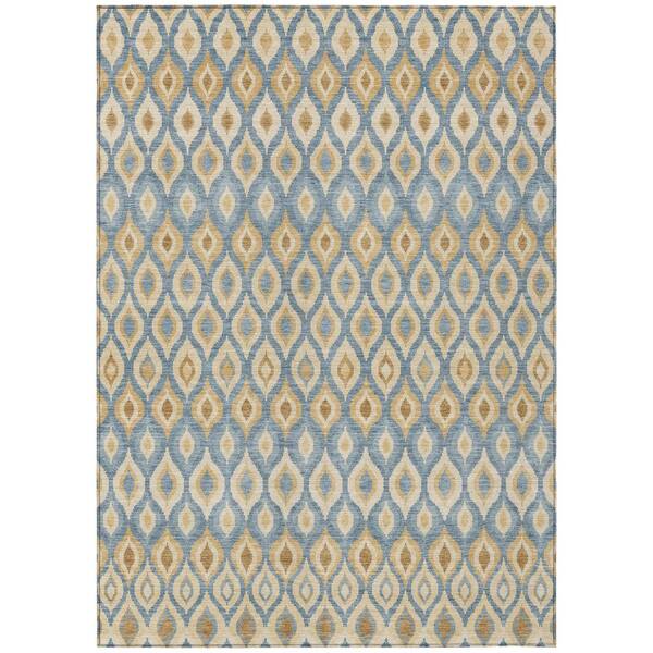 Chantille Machine Washable Indoor/Outdoor Abstract ACN3122 Denim 3 ft. x 5 ft. Area Rug