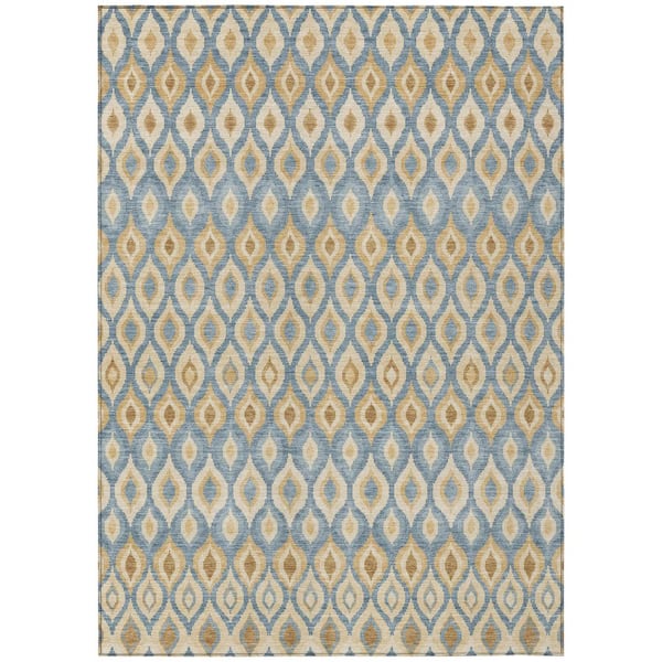 Chantille Machine Washable Indoor/Outdoor Abstract ACN3122 Denim 8 ft. x 10 ft. Area Rug