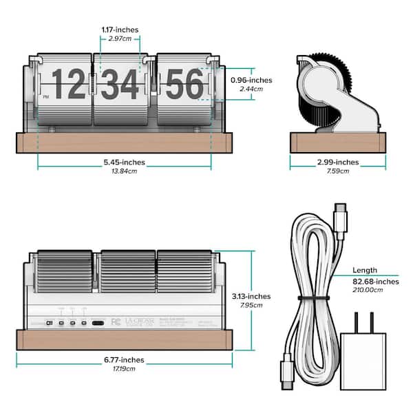 La Crosse Clock Rollins Mechanical White Flip Analog Quartz