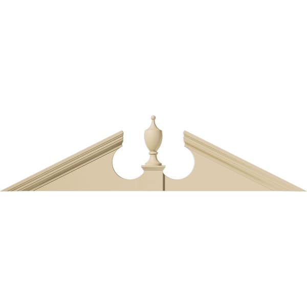Ekena Millwork 60-in. W x 15-in. H x 2-3/4-in. P Pitch 6/12 Acorn Signature Urethane Pediment Acorn Ships Unattached in Box Primed Ta