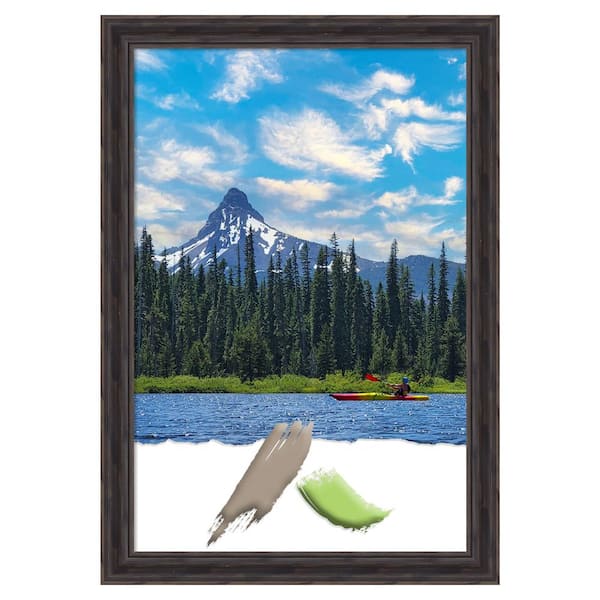 Amanti Art Rustic Pine Brown Narrow Wood Picture Frame Opening Size 20 x 30 in.