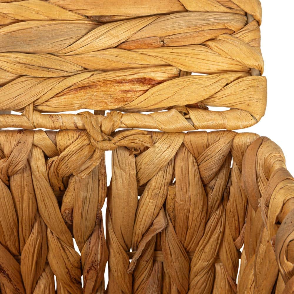 Natural Water Hyacinth Rectangular Storage Basket Set with Lids