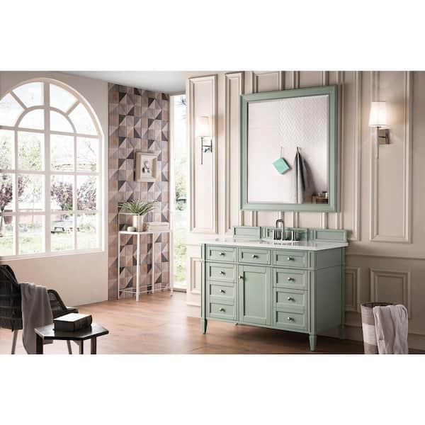 Brittany 48.0 in. W x 23.5 in. D x 34 in. H Bathroom Vanity in Sage Green with White Zeus Quartz Top