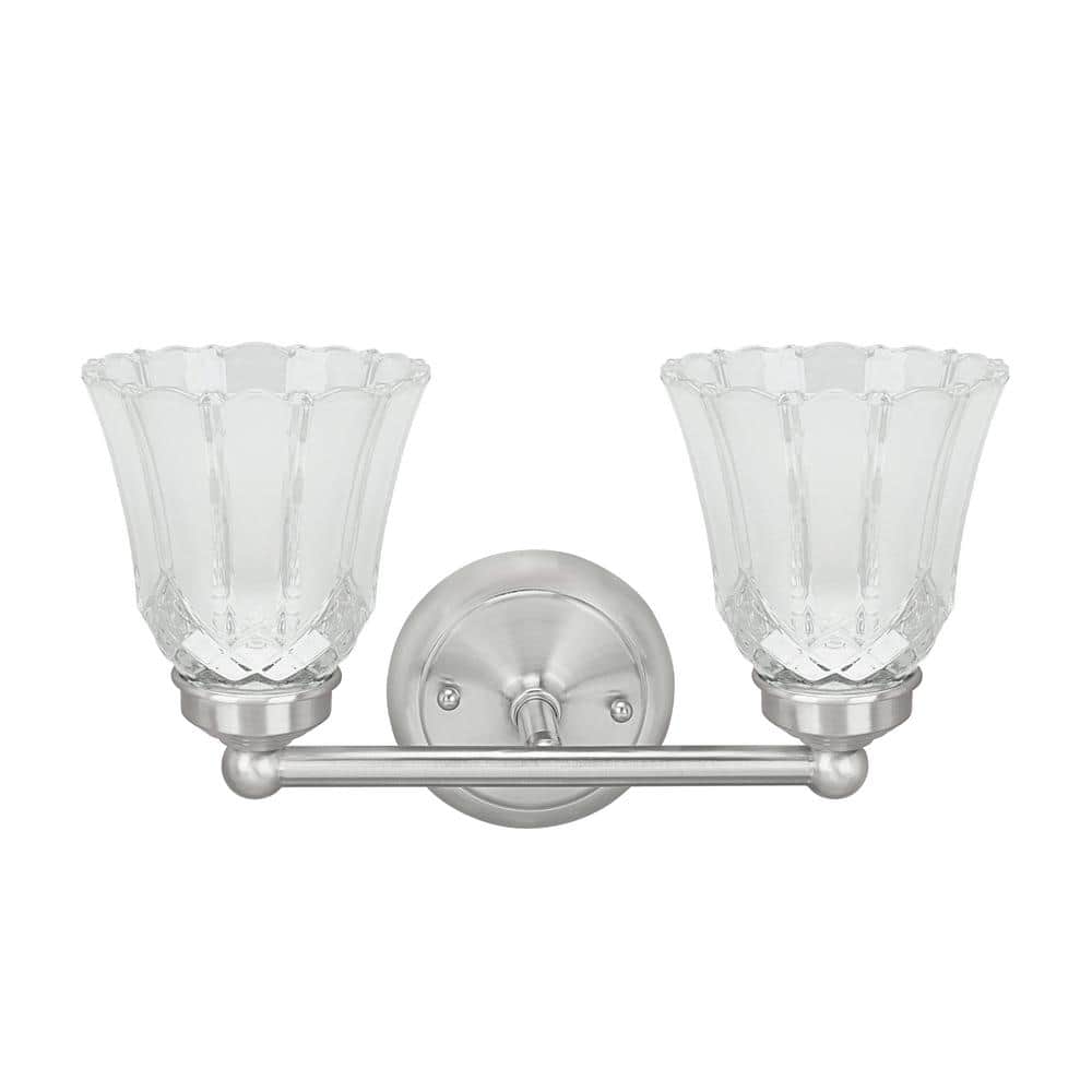 2-Light Satin Nickel Vanity Light with Clear and Frosted Glass Shade price history on PriceWatchPro