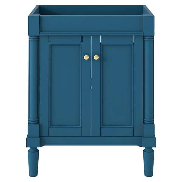 Aoibox 24 in. W x 18 in. D x 33 in. H Bath Vanity Cabinet without Top in Blue with 2-Tier Storage Shelves & 2 Soft Close Doors