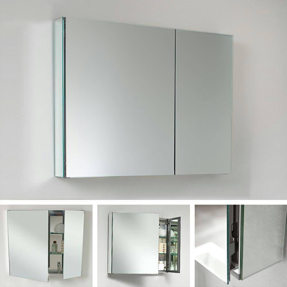 Modern Frameless Rectangular Surface Mount Medicine Cabinet Mirror