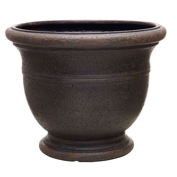 Southern Patio Jean Pierre Large 14.96 in. x 11.5 in. 13.95 Qt. Brownstone Resin Composite Outdoor Planter